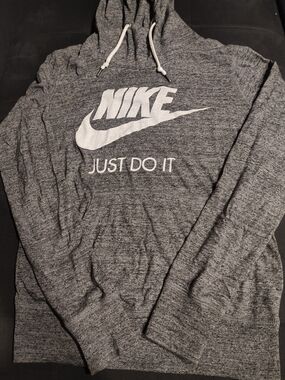 Nike Gray Heather Pullover Hoodie with White Logo
